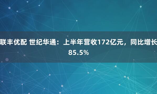 联丰优配 世纪华通：上半年营收172亿元，同比增长85.5%