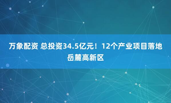 万象配资 总投资34.5亿元！12个产业项目落地岳麓高新区